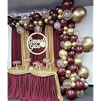 118pcs Burgundy Gold Balloon Arch Garland Kit Wine Red Metallic Gold Dot Confetti Balloons for Valentines Day Birthday Wedding Graduation Decorations Baby Shower Bridal Shower Globos