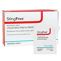 StingFree Alcohol Free Skin Prep Pads, 100 Count - Liquid Barrier Skin Shield Wipes -72 Hour Protection - Shields Skin from Bodily Fluids, Adhesives, Friction - Latex Free, 2 Boxes of 50 Wipes
