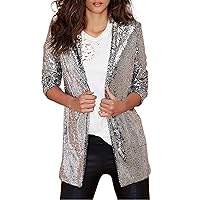 Women Stretchy Blazer Jacket Long Sleeve Double Notch Lapel Open Front Business Casual Blazers Coats with Pocket