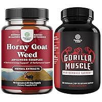 Bundle of Horny Goat Weed for Male Enhancement - Extra Strength Horny Goat Weed for Men and Extra Strength Testosterone Booster for Men - Natural Testosterone Supplement for Men