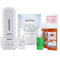 Roll On Wax Kit for Hair Removal - Wax Roller Kit, Digital Wax Warmer, 3 Honey Wax Refills, 100 Waxing Strips, 1 Pre Wax & 1 Post Wax Spray, For Women & Men, Remove Body Hair at Home (White)