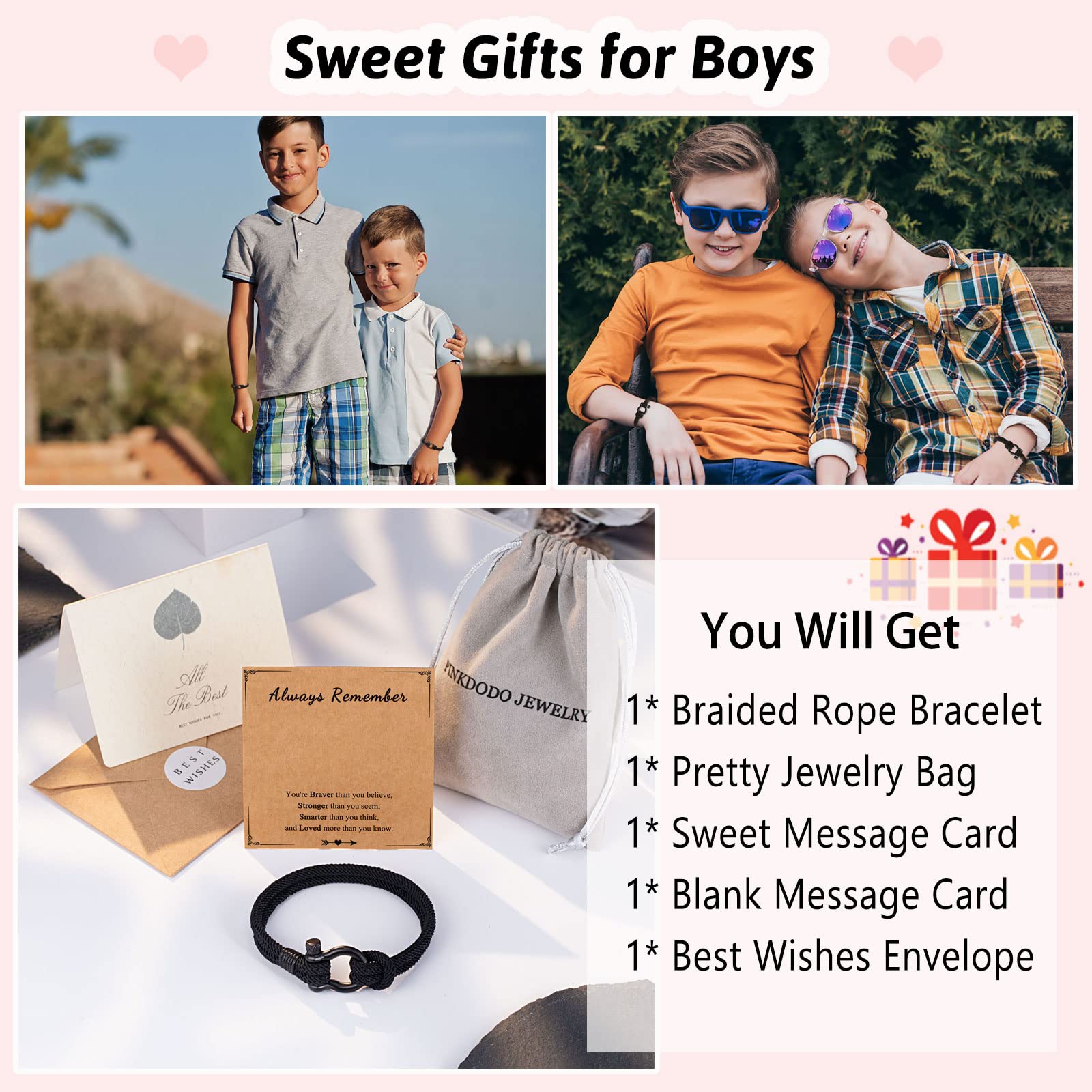 PINKDODO To My Boys Bracelet Gifts for Son Grandson Nephew Bracelets Birthday Christmas Gifts for Teen Boys