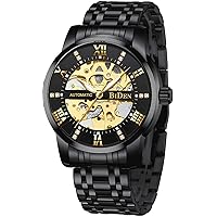 Mens Watches Mechanical Automatic Self-Winding Stainless Steel Skeleton Luxury Waterproof Diamond Dial Wrist Watches for Men