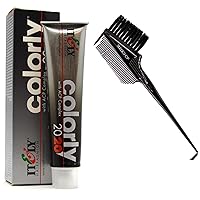 Colorly 2020 Italy Permanent Hair Color Dye Haircolor (w/ Sleek 3-in-1 Brush Comb) Itely Italian Beauty, 100% Grey Coverage (6C - Dark Ash Blonde - 2.02 oz)