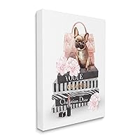 Stupell Industries Glam Bookstack Quilted Pink Purse French Bulldog, Designed by Ziwei Li Canvas Wall Art, 24 x 30, Multi-Color