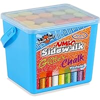 Chalk City Glitter Sidewalk Chalk for Kids - 7 Colors in 20 Pcs. - Washable Non-Toxic Jumbo Chalk - Kids & Toddlers Outdoor Chalk Bulk