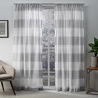 Exclusive Home Curtains Darma Light Filtering Semi-Sheer Linen Rod Pocket Curtain Panel Pair, 50x96, Dove Grey, 2 Count