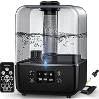 Humidifiers for Bedroom, Cool Mist Humidifiers for Large Room Home Baby, 5L Top Fill Ultrasonic Air Humidifier Quiet for Plants with Remote Control, Essential Oil Diffuser, Rotatable Nozzle - Black