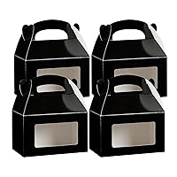 Restaurantware Bio Tek 6 x 3.5 x 3.5 Inch Gable Boxes For Party Favors 25 Durable Barn Boxes - Clear PET Window With Built-In Handle Black Paper Barn Boxes Greaseproof For Parties