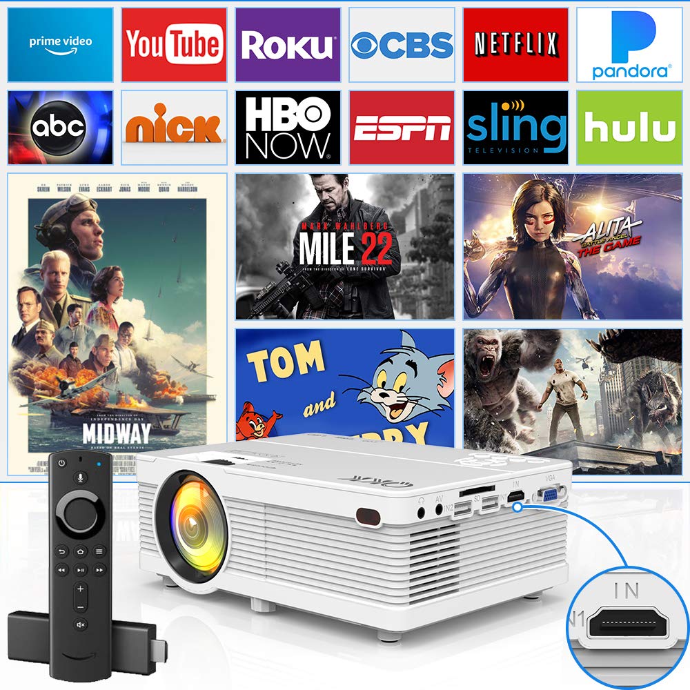 Mini Projector, 2022 Upgrade 8500L Portable LCD Projector, Full HD 1080P Supported Mini Projector, Compatible with TV Stick/Phones/Tablet/PS4/TV Box/HDMI/USB/AV Projector for Outdoor Movies
