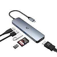 6 in 1 USB C Hub, USB C to USB Adapter, USB C Multiport Dongle with 4K HDMI, 3 x USB 3.0, SD/TF Card Slot Designed for New Mac Pro/Mac Air and a Range of Type C Devices