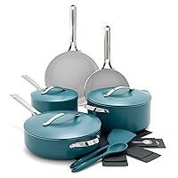 GreenPan Nova 10 Piece Cookware Pots and Pans Set, Healthy Ceramic Nonstick, PFAS-Free, Induction Suitable, Dishwasher and Oven Safe, Deep Teal
