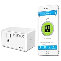 NEXX NXPG-100W WiFi Smart Plug with Geofencing Technology Control, Schedule and Monitor Appliances, TVs, Lamps, and More Using Smartphone, Siri, Amazon Alexa, Google Assistant. No Hub Required, White