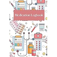 Mediation Logbook (6 x 9 inches, 150 pages): Record Medication Intake | Tracker for Medications,, Vitamins and Side Effects: Coral, Blue, and Gold Clipboards and Pills Pattern Cover