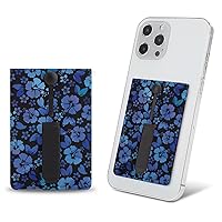 Blue Hibiscus Flowers Custom Card Holder for Back of Phone Adhesive Sticker ID Credit Card Wallet Pocket