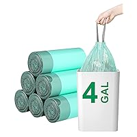 AYOTEE 4 Gallon Drawstring Trash Bags,(120 Count) Small Compost Bags for 4-6 Gallon Trash Can， Unscented Bathroom Trash Can Liners for Bedroom, Office, Car