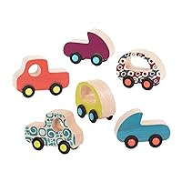 B. toys- 6 Little Wooden Toy Cars- Free Wheee-Lees- Vehicles- Colorful Car Play Set for Toddlers, Kids- 1 Year +