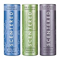 Scentered Aromatherapy Essential Oils Balm Gift Set - Calm & Confident - Pack of 3 Portable Balms: Sleep Well, De-Stress, Focus