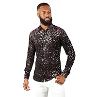 Barabas Men's See Through Floral Long Sleeve Button Down Shirt 3SVL17