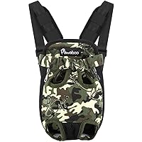 Pawaboo Pet Carrier Backpack, Adjustable Pet Front Cat Dog Carrier Backpack Travel Bag, Legs Out, Easy-Fit for Traveling Hiking Camping for Small Medium Dogs Cats Puppies, Small, Deep Camouflage Black
