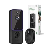 Smart Video Doorbell Included Ring Chime, Security Camera Wireless, Battery Powered, Wide-Angle Lens, 2 Way Audio, Night Vision, Human Detection, for Indoor/Outdoor Surveillance