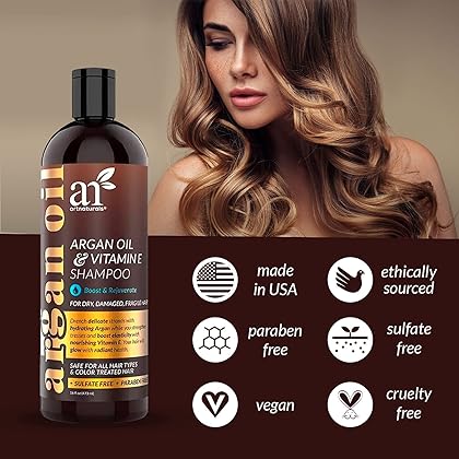 artnaturals Argan Hair Growth Shampoo - (16 Fl Oz / 473ml) - Treatment for Hair Loss, Thinning & Regrowth - Men & Women - Infused with Biotin, Argan Oil, Keratin, Caffeine