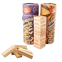LaModaHome Balance Woody Stacking Tumbler Tower with Heavy-Duty Purple Box, Premium Quality Wooden Blocks Game for 2-8 Person, Outdoor Family and Friends Camping Game Night for Adults