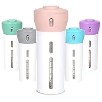 Travigo 4-in-1 Travel Dispenser Bottle, TSA Approved,Includes Four Empty Reusable 1.4 oz. (40 mL) Cosmetic Toiletry Containers for Sanitizer, Soap, Lotions, Skincare, Makeup Products (Pink)