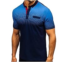 Mens Golf Shirts, Quarter Zip Gradient T-Shirts Casual Athletic Short Sleeve Tees Shirt Lightweight Business Collared Tops
