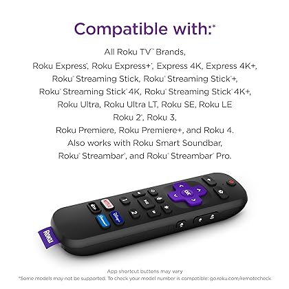 Roku Voice Remote Pro | Rechargeable TV Remote Control with Hands-free Voice Controls, Headphone Mode & Lost Remote Finder - Replacement Remote Compatible with Roku TV, Roku Players, & Roku Audio