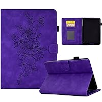 Shockproof Protective Case Compatible with Kindle Paperwhite 1/2/3/4 Case 6inch,Premium Leather Case Slim Folding Stand Folio Cover Protective Cover with Card Slot/Auto Sleep Wake (Color : Purple)