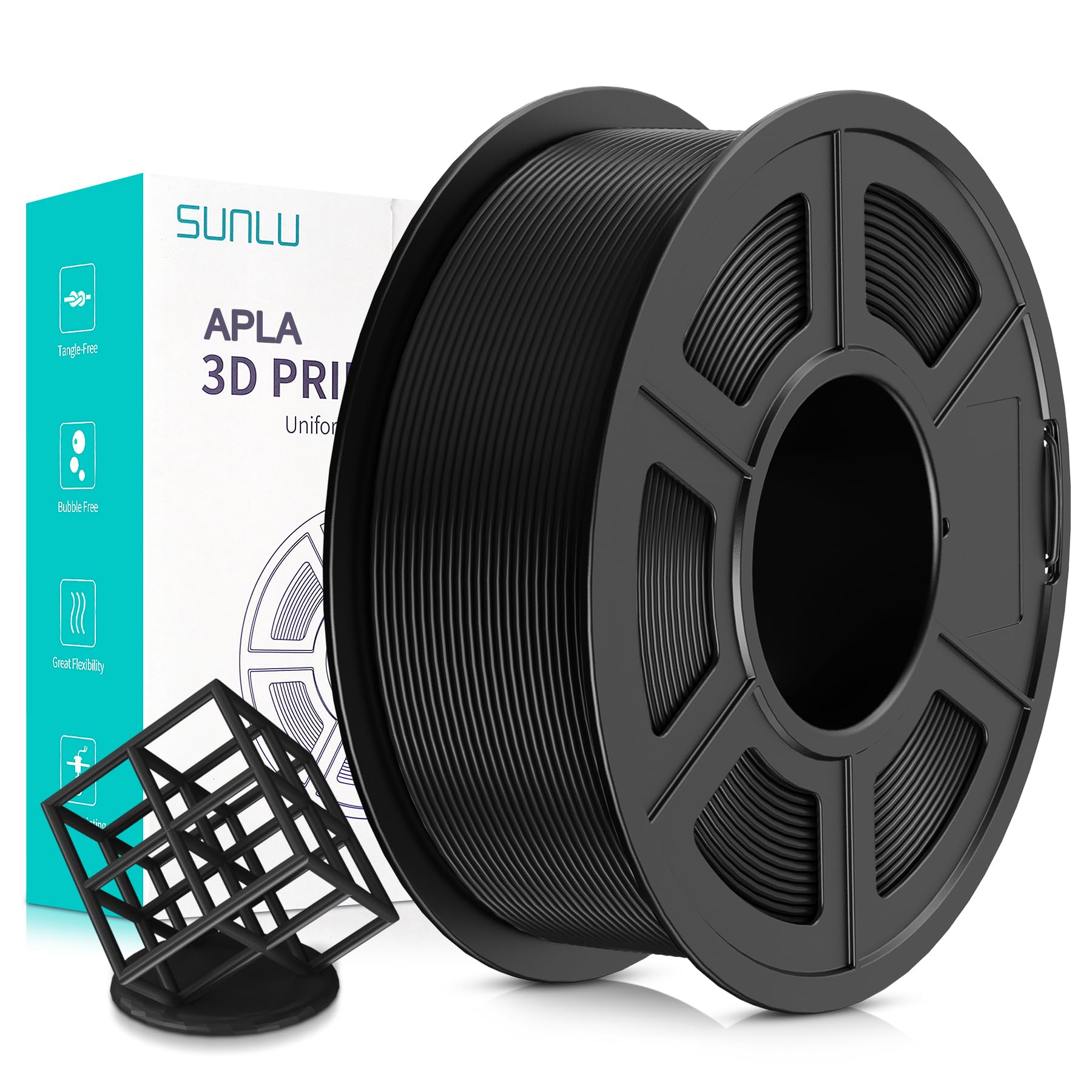 Mua SUNLU AntiString PLA Filament 1.75mm APLA 3D Printer Filament 1.75mm,  1kg Spool (2.2lbs), Dimensional Accuracy +/- 0.02mm, Neatly Wound 3D  Printing Filament Fit Most FDM 3D Printers, 1000g, APLA Black trên