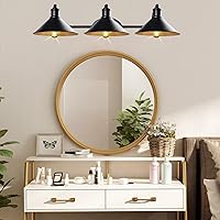 Lightdot Bathroom Light Fixtures, 3-Light Vanity Light Over Mirror, Matte Black Metal Bathroom Light, Modern Farmhouse Wall Sconces Lighting for Living Room Cabinet Hallway(Bulb not Included)