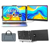 KYY Triple Laptop Screen Extender, 14 1080P FHD IPS Dual Portable Extended  Monitor, USB C Travel for 12-16'' Laptop, 210°Rotation & Kickstand, Plug