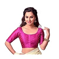 Choli Top & Saree Blouse Readymade Indian Silk & All Sari Color Matching Blouse For Women Choli (44, Pink)