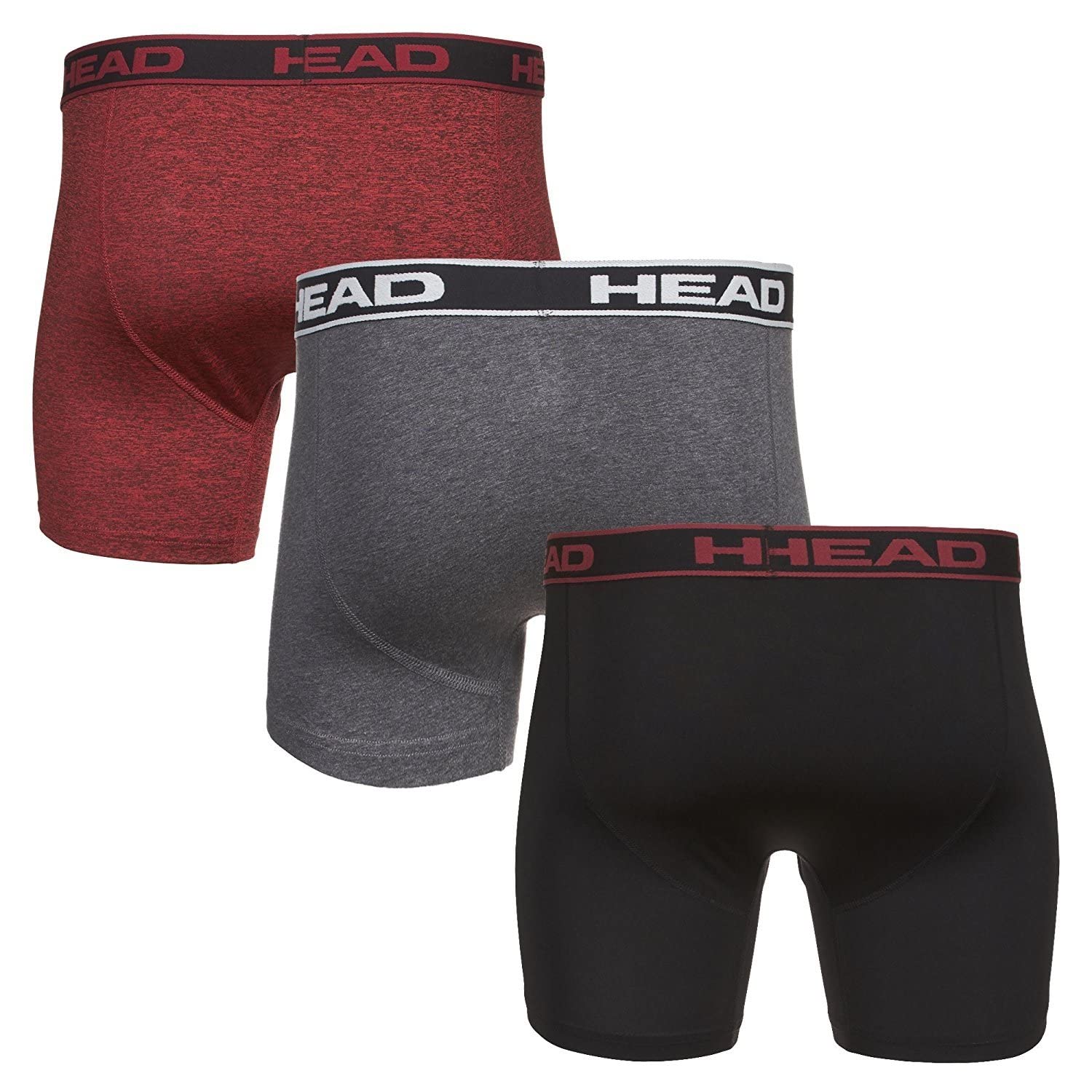 HEAD Mens Performance Underwear - 3-Pack Stretch Performance Boxer Briefs Breathable No Fly Up to Size 5X