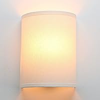 Wall Sconce Lighting White Fabric Decor, Industrial Vintage Night Light Wall Lamp Fixture with Cloth Lampshade for Bedroom Living Room Hallway Corridor
