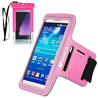 (Pink) Armband by SumacLife with (Key Slot) Protect Device While Exercising Running Idear for BLU Dash L3, Advance 4.0 L3, Vivo 5 Mini, Tank Xtreme 4.0, 2.0 Come with A Waterproof Pouch