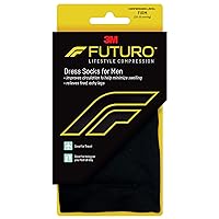 FUTURO Dress Socks for Men, Large, Black, Firm (20-30 mm/Hg)
