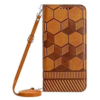 Compatible with Samsung 20 FE Case Football Pattern Series Full Body Khaki Leather Crossbody Bag Wallet Flip Phone Cover Magnetic Close Built Credit Card Holder Kickstand Wrist Band
