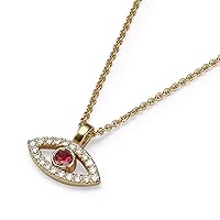 1/10 Carat Diamond and Red Ruby Evil Eye Pendant Necklace for Women in 18k Gold on 16 to 20 Inch Chain (D-F, VS1-VS2, cttw) Lobster Claw Jewelry