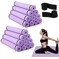 Timgle 20 Pieces Yoga Mats Bulk 68 x 24 x 0.16 Inch Exercise Mats with Strap Thick Non Slip Workout Yoga Mat for Women Man Gym Fitness Stretching Workout Yoga Pilates Floor Exercises