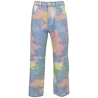 Girls Rainbow Colourful Pastel Tie-Dye Jeans Denim Kids Teen Summer Outfit Gift