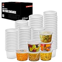 SQUATZ 100 Microwavable Food Container - 16oz Translucent Meal Box Storage with Lids, Ideal for Storing Soups, Condiments, Sauces, Dressing, Salads, Fruit, Baby Food, Healthy Snacks, and Leftovers