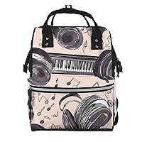 Diaper Bag Backpack Headphones and piano Maternity Baby Nappy Bag Casual Travel Backpack Hiking Outdoor Pack