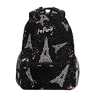 ALAZA Eiffel Tower Black Backpack for Women Men,Travel Trip Casual Daypack College Bookbag Laptop Bag Work Business Shoulder Bag Fit for 14 Inch Laptop