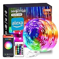 Smart WiFi Led Lights 100ft, Tuya App Controlled Led Strip Lights, Work with Alexa and Google Assistant, Timer Schedule , Color Changing Led Lights for Bedroom Party Kitchen