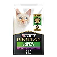 Purina Pro Plan Hairball Management, Indoor Cat Food, Turkey and Rice Formula - 7 lb. Bag