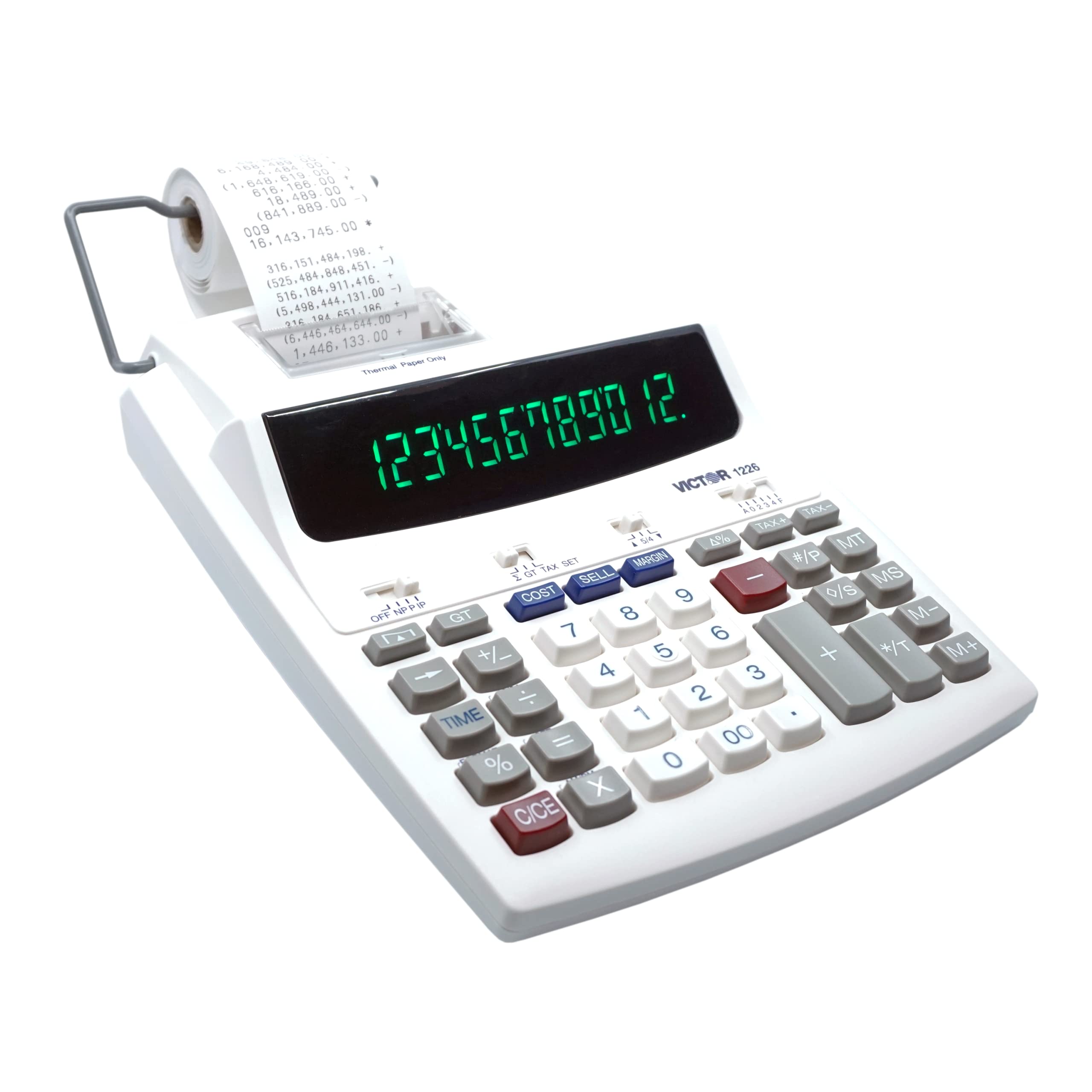 Victor 1226 Thermal Printing Calculator, 12-Digit Display, 8.0 LPS Printing Speed, Off-White