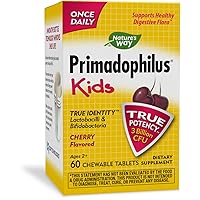 Nature's Way Primadophilus Probiotic Kids - Once Daily Probiotic - 3 Billion CFU - Children's Probiotic for Digestive Flora Support* - Cherry Flavored - 60 Chewables